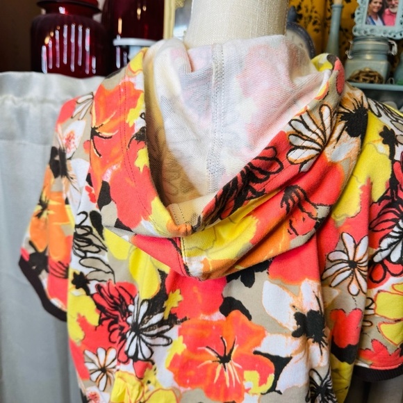 Cato Floral Zip-Up Hoodie - Yellow, Orange, Brown XL - Picture 7 of 11